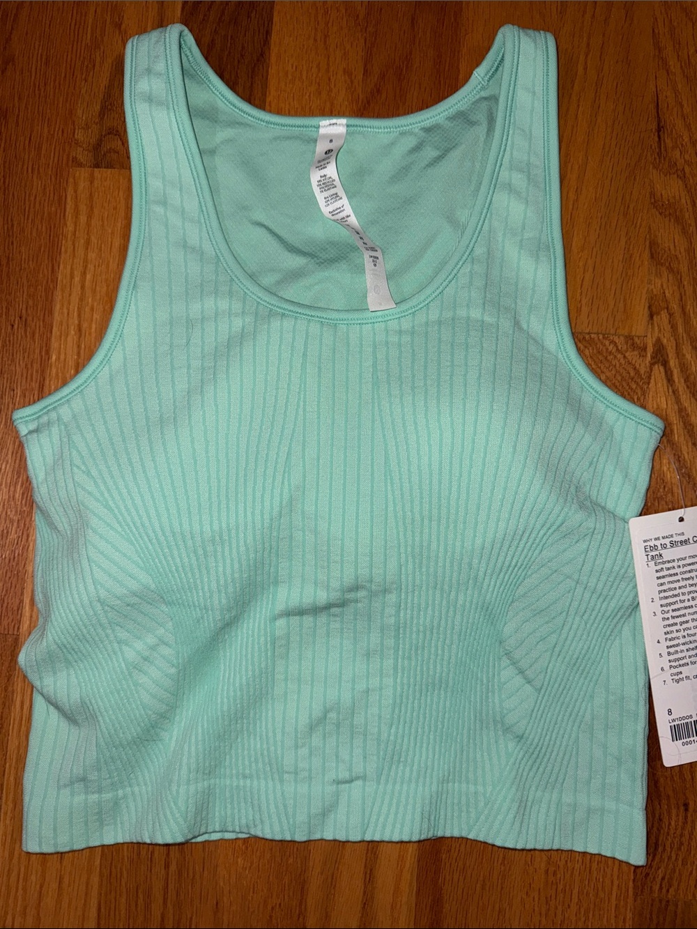 lululemon athletica Ebb To Street Tank Mint Green Ribbed Tank Top with pads